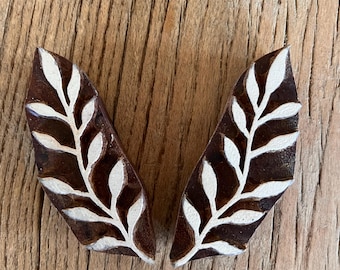 Sello de rama para cerámica, bloque de madera de palisandro tallado a mano (7 cm)