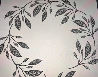Branch Stamp for Ceramics, Woodblock, Clay, fabric, Pottery. Forest Leaf Nature Design. Polymer.