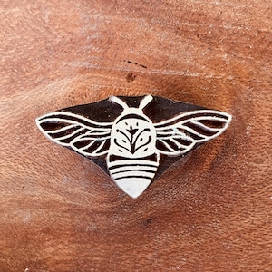 Hand Carved Bumble Bee Rosewood Stamp, Pottery Woodblock (6cm)