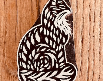 Cat Stamp for ceramics, paper/textiles, Woodblock clay