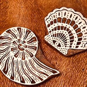 Carimbos de conchas e náutilos para cerâmica, carimbo para cerâmica, xilogravura, argila, tecido, diário de cerâmica