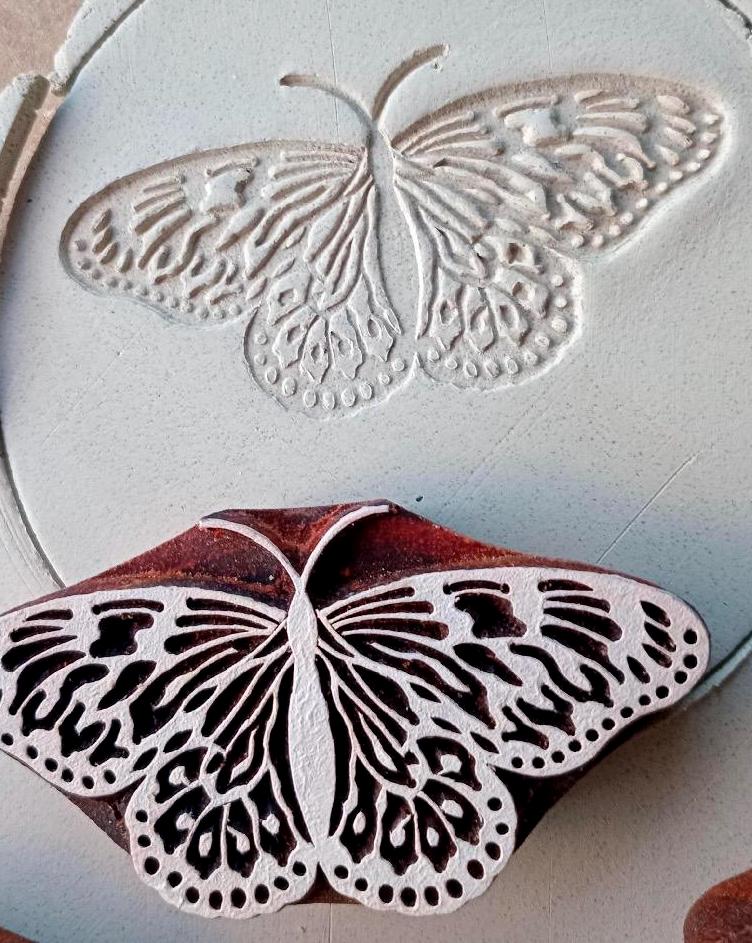 Butterfly stamp for Ceramics, POTTERY STAMP, Woodblock, Clay, fabric, Pottery, journalling