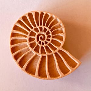 Nautilus shell stamp for Ceramics, maplewood POTTERY STAMP, Woodblock, Clay, textiles, Pottery, baking cookie stamp