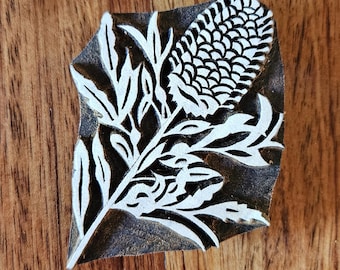 Banksia Flower Rosewood Stamp, Pottery, Clay, Fabric, Woodblock
