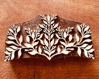 Sello de borde de rama, sello de madera de palisandro tallado a mano para impresión de cerámica y textiles (10 cm)