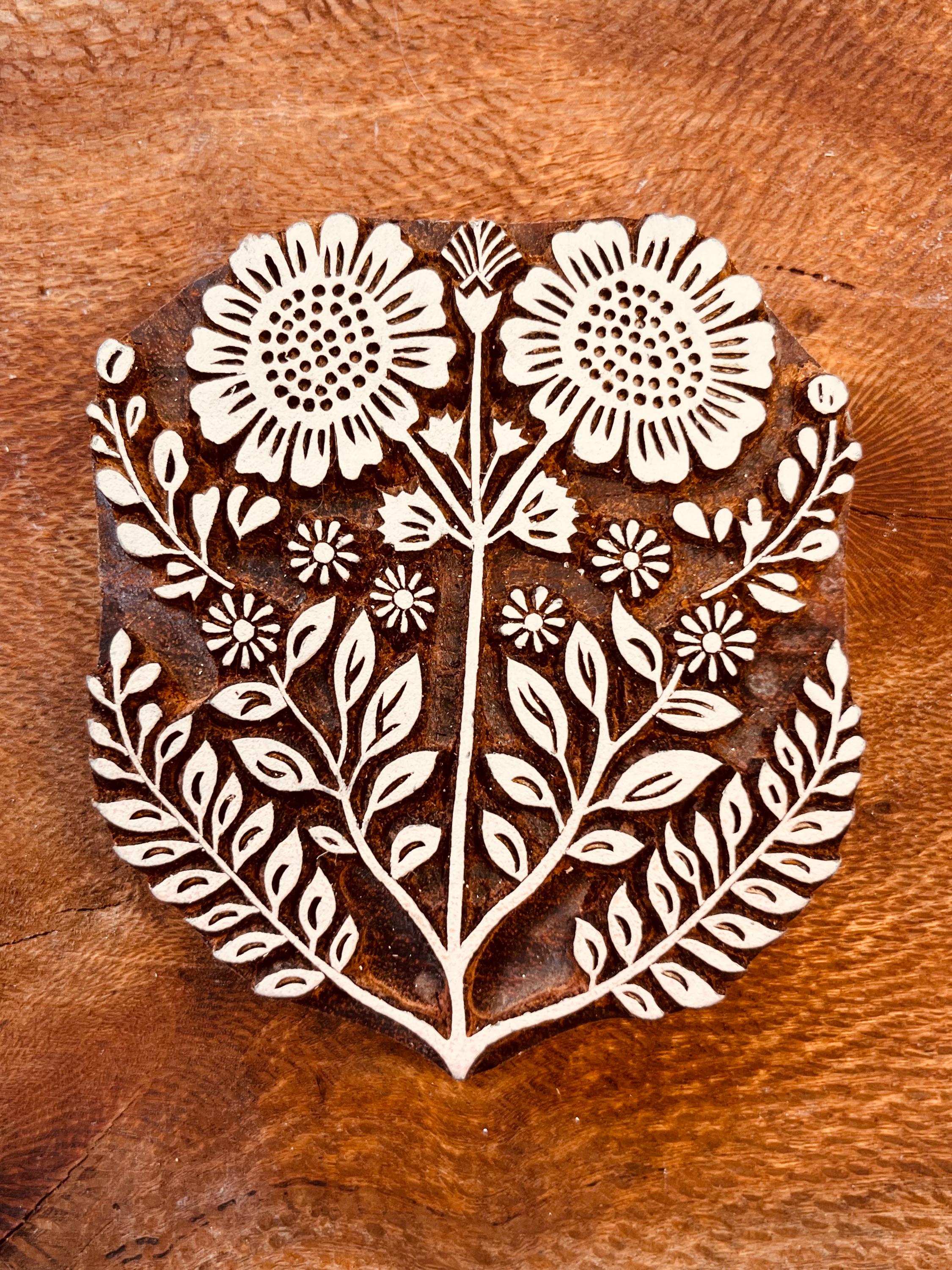 Chamomile Flower Stamp, Rosewood Woodblock, Pottery & Clay (8cm)