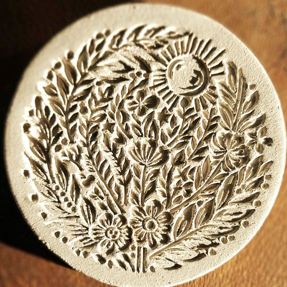 Cottage Garden Flower Stamp, Whimsical Forest Design, Rosewood