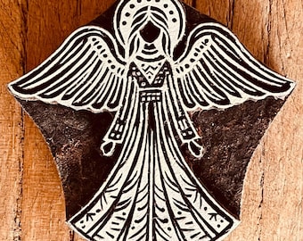 Angel Christmas stamp for Ceramics woodblock stamp for clay or textiles