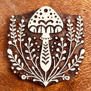 Mushroom Rosewood Stamp for Pottery, Clay, textiles (6cm)