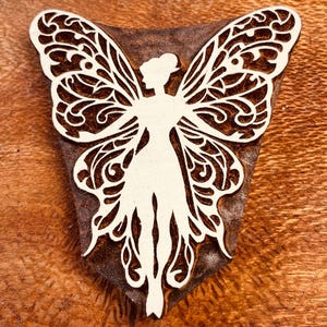 Fairy Stamp for Pottery, Rosewood Woodblock, woodland for ceramics, clay, textiles  (8cm)