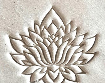 Lotus Stamp for Ceramics 6.5cm , Woodblock, Clay, fabric, Pottery, journalling. Forest Leaf Nature Design