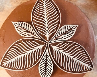 Sello de cerámica con forma de hoja de palisandro tallada a mano, bloque de madera de cerámica