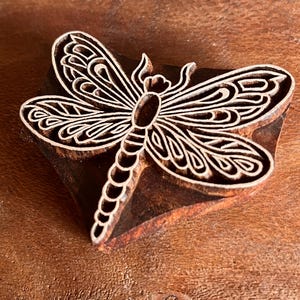 Dragonfly stamp for Ceramics, rosewood POTTERY STAMP, Woodblock, Clay, textiles, Pottery, baking cookie stamp