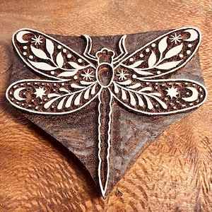 Dragonfly stamp for Ceramics, 9cm POTTERY STAMP, Woodblock, Clay, fabric, Pottery, journalling