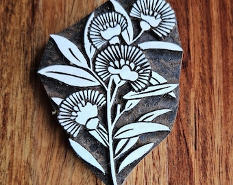 Gum, eucalyptus Flower, Rosewood handcarved Stamp, Pottery, Clay, Fabric, Woodblock