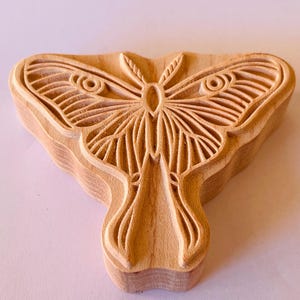 Luna Moth stamp for Ceramics, maplewood POTTERY STAMP, Woodblock, Clay, textiles, Pottery, baking cookie stamp