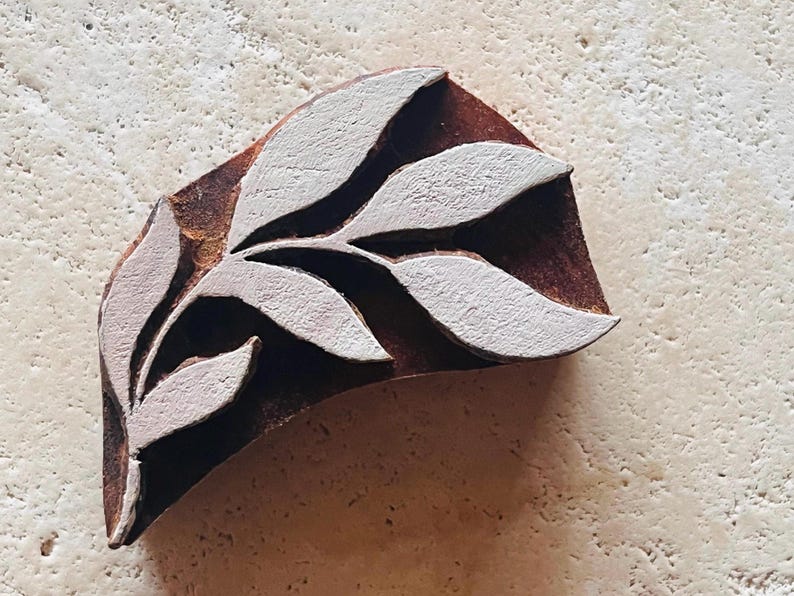 Whimsical Branch Stamp for Ceramics, Woodblock, Clay, fabric, Pottery. Forest Leaf Nature Design. Polymer. image 2
