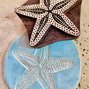 Starfish detailed stamps for Ceramics, POTTERY STAMP, Woodblock, Clay, fabric, Pottery