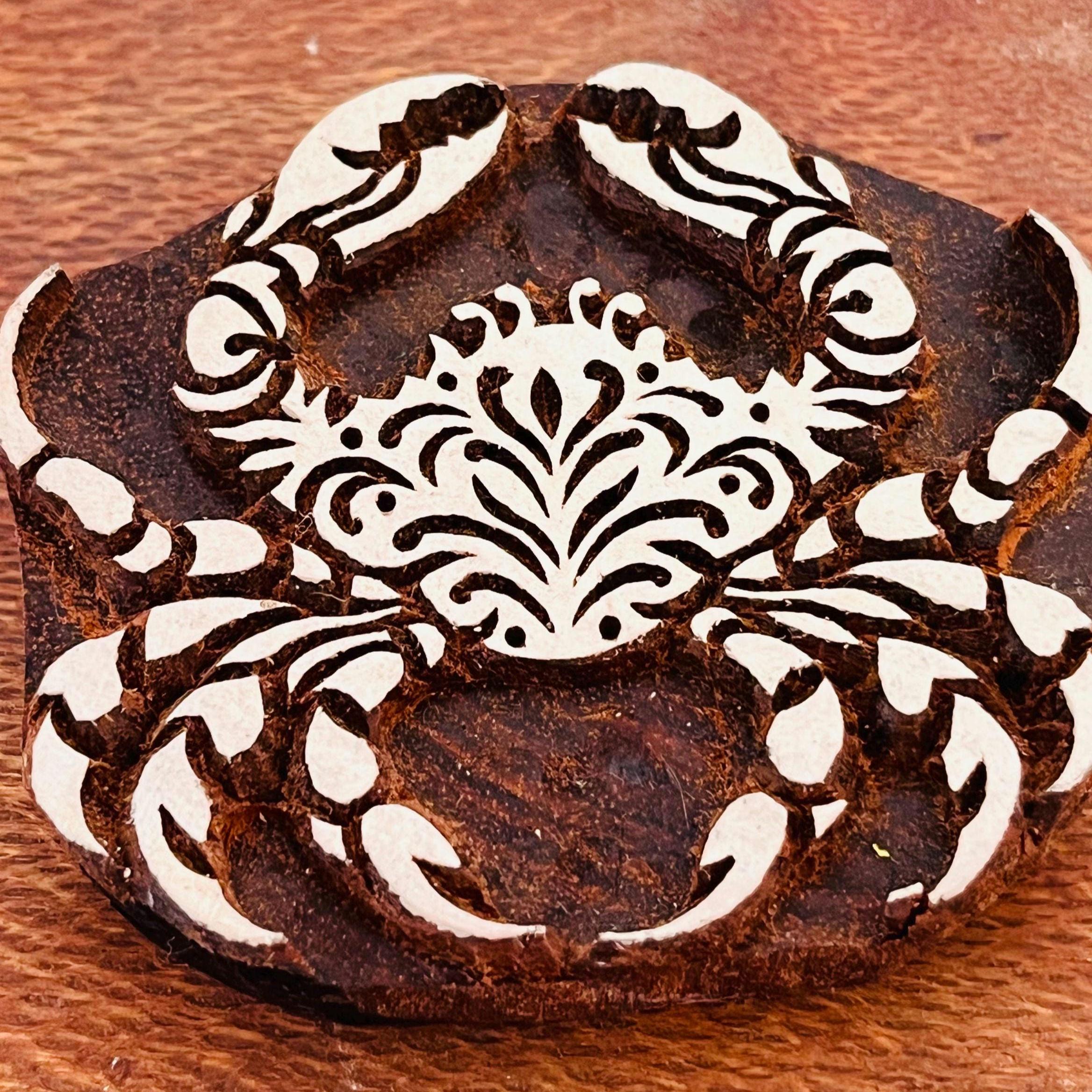 Crab Pottery Stamp: Hand Carved Rosewood Woodblock for Clay - Etsy