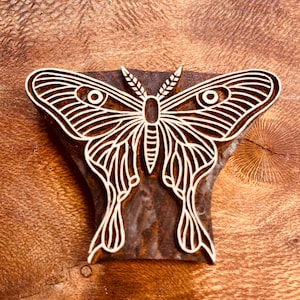 Luna Moth Stamp for Ceramics, POTTERY STAMP,  Woodblock, Clay, fabric, Pottery, journalling. Forest Leaf Nature Design. Polymer