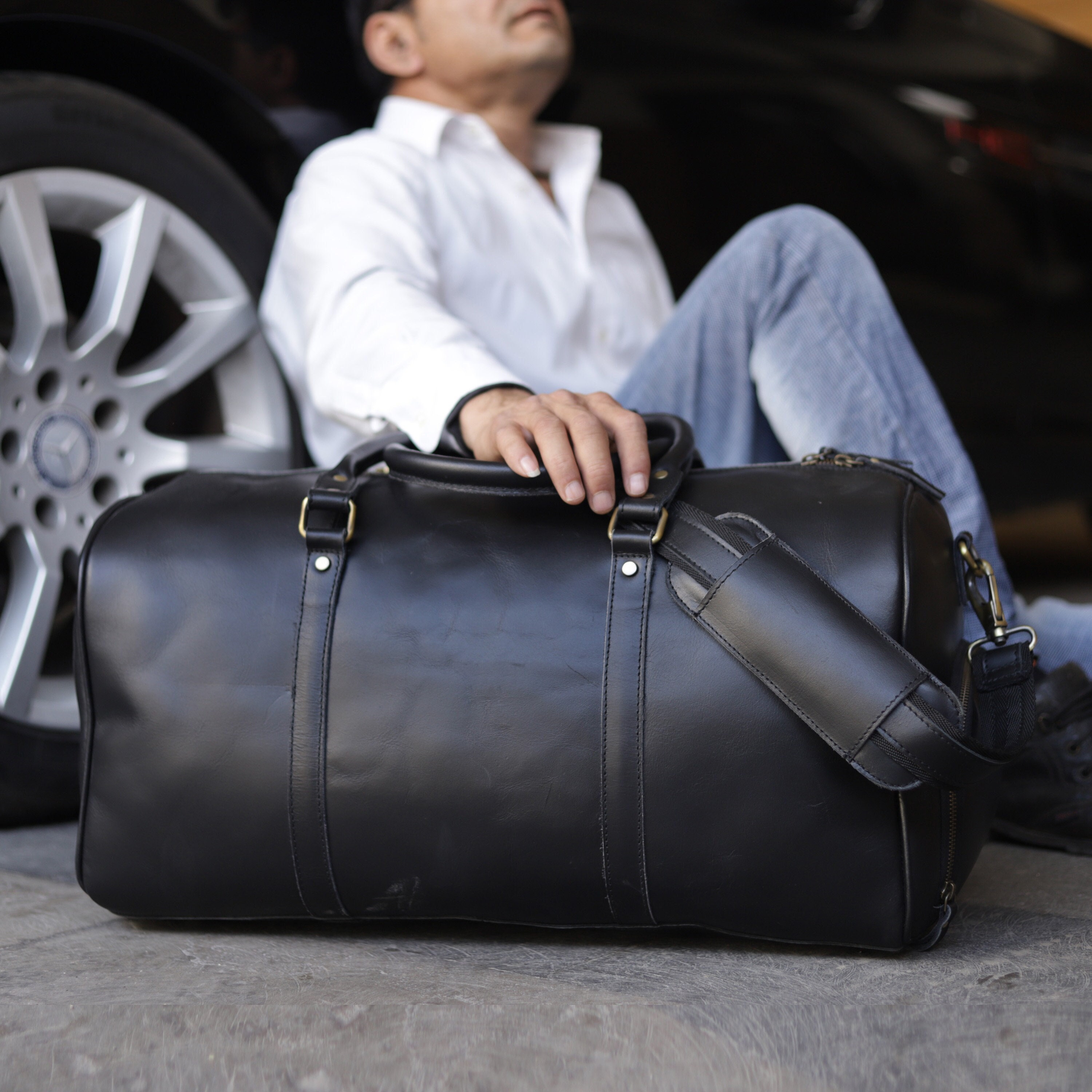 Cenzo Leather Duffle Bag
