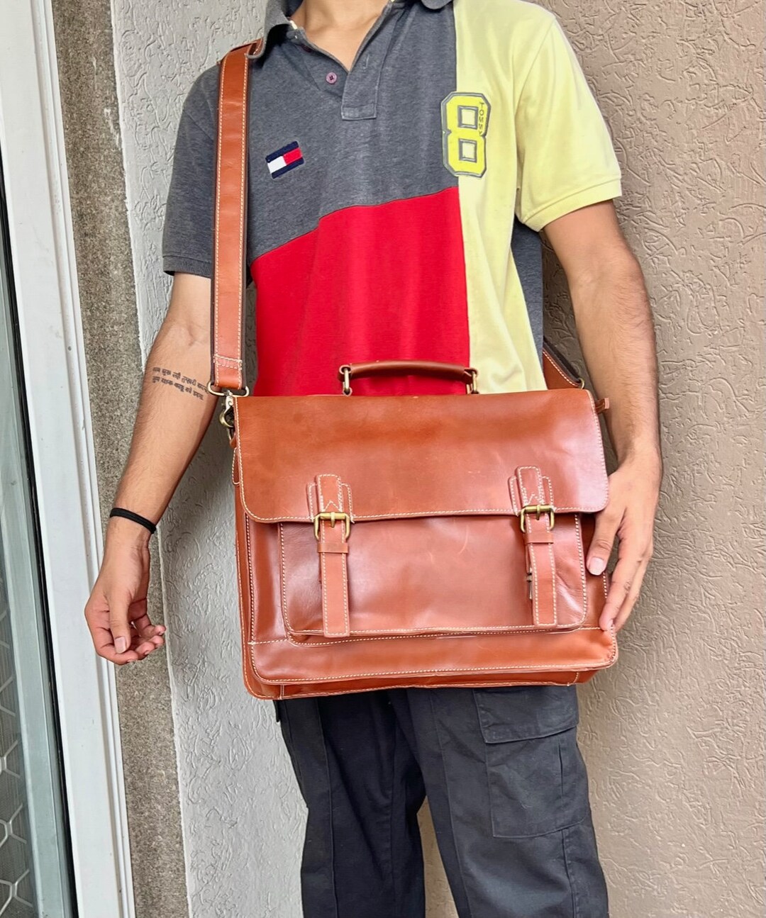 Leather Messenger Laptop Bag for Men Women Handmade Satchel Etsy