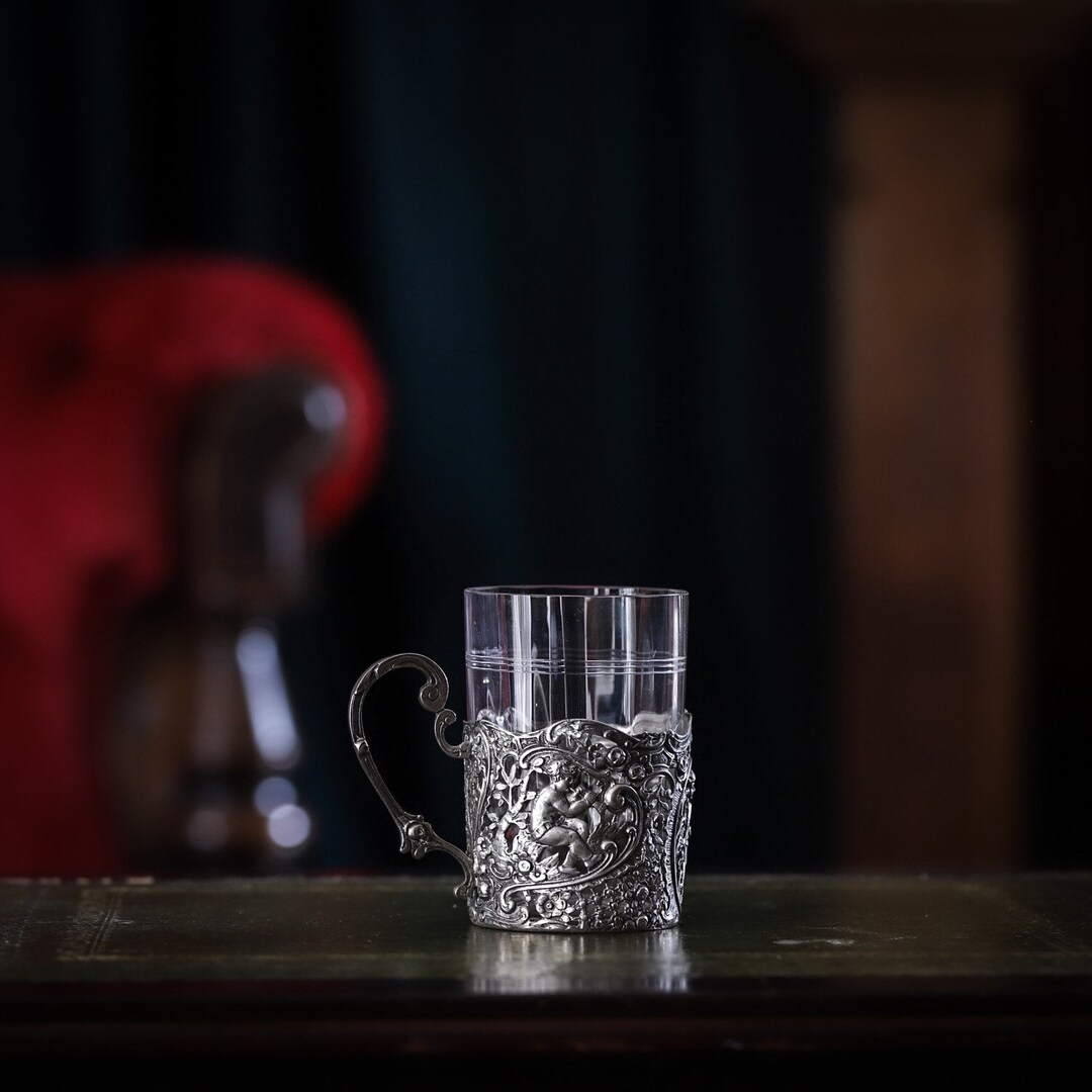 Antique Sterling Silver Cup Holder With Angel Pattern Etsy