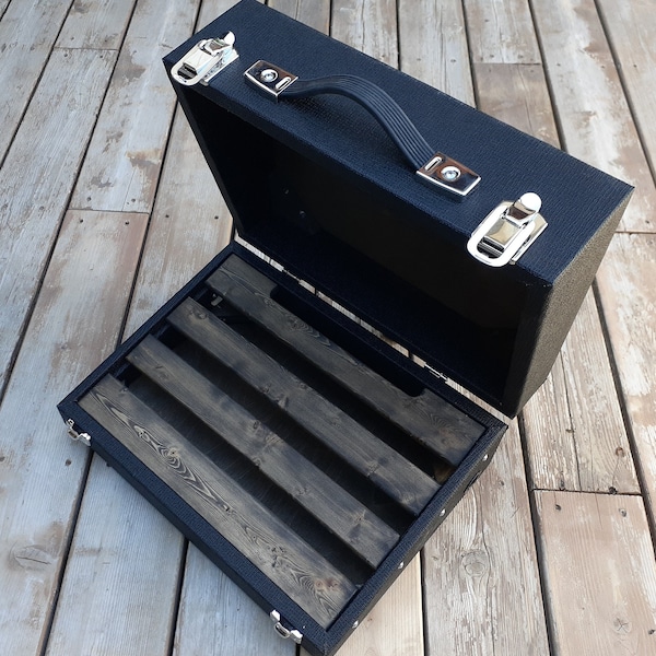 Handcrafted Basketweave/Panama Black Tolex Pedalboard Case Combo