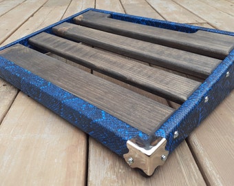 Handcrafted Blue Snakeskin Tolex Guitar Pedalboard