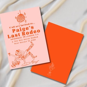 Last Rodeo Pink Bachelorette Template Digital Invite Editable Cowgirl Disco Theme Party Invitation Western Red