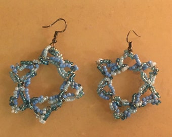 Star of David Earrings - Jewish Star - Magen David Jewish earrings - seed bead handmade earrings