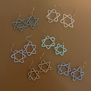 Star of David, Jewish Star, Magen David Earrings - Jewish seed bead handmade earrings - Judaica