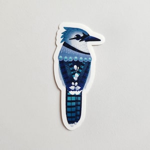 Blue Jay Bird Vinyl Sticker – Illustrated Blue Jay Decal for Nature Lovers, Bird Art for Notebooks, Laptops & Gifts for Bird Enthusiasts