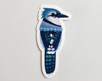 Blue Jay Bird Vinyl Sticker – Illustrated Decal for Nature Lovers – Birds of North America