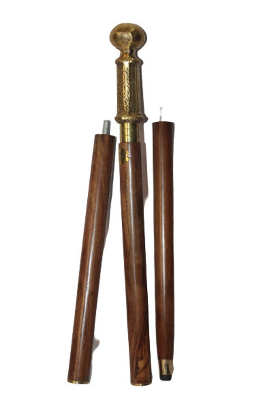 Brand New Wooden brown plain Walking Stick With New brass long | Etsy