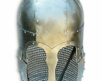 Details about   Medieval Armor Helmet Vintage Battle Ready Armored Chain mail Helmet of Knights 