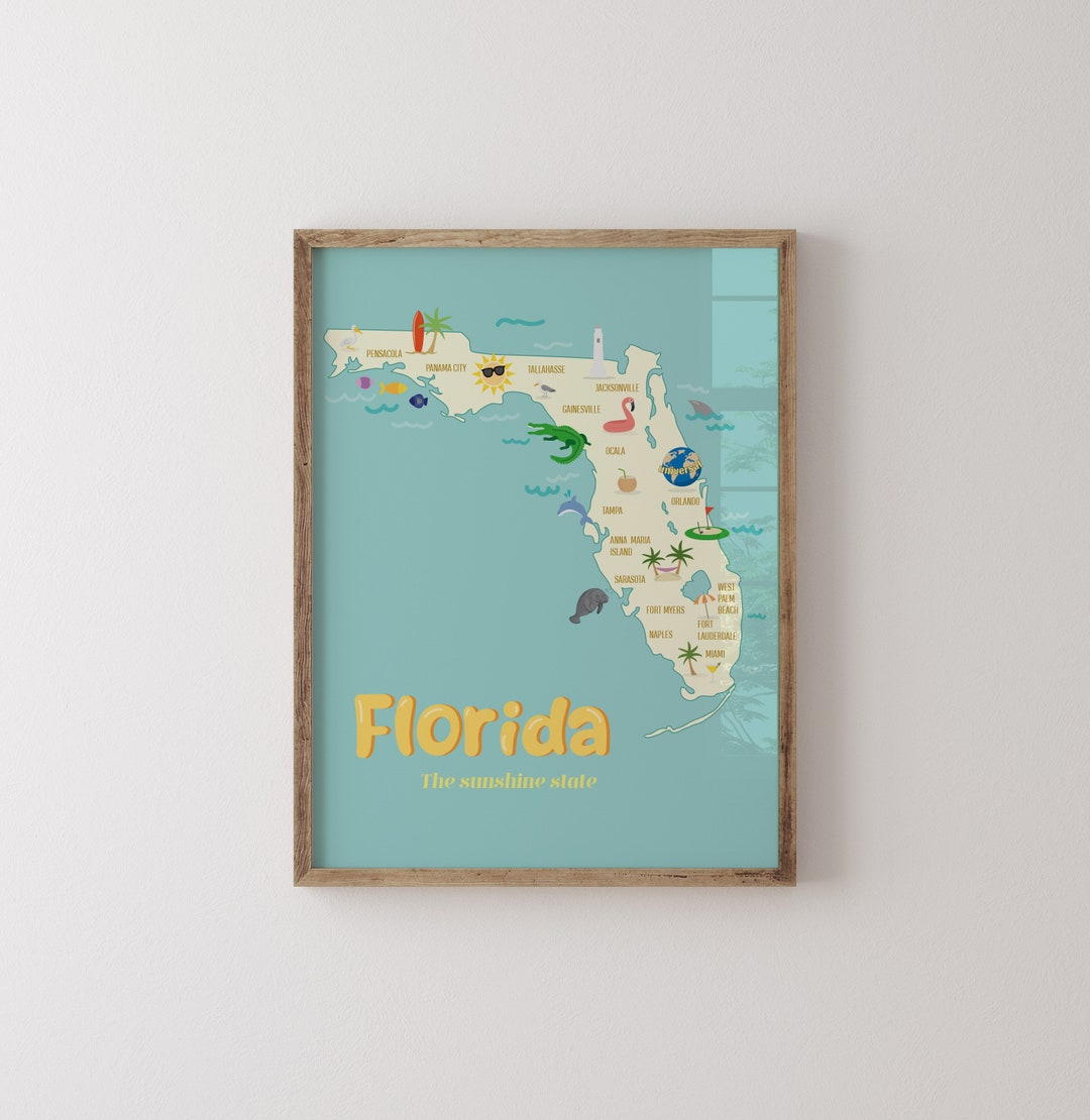 Vintage Florida Map Print Illustrated - Il 1080xN.4721461512 Bld8 