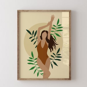 Boho Woman Wall Art - Botanical Woman Illustration - Art Wall Deco