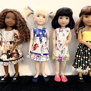 PDF Pattern -- Four Easy Dresses for 12" RRFF Siblies and 13" Paola Reina dolls  -- it's EZPZ!