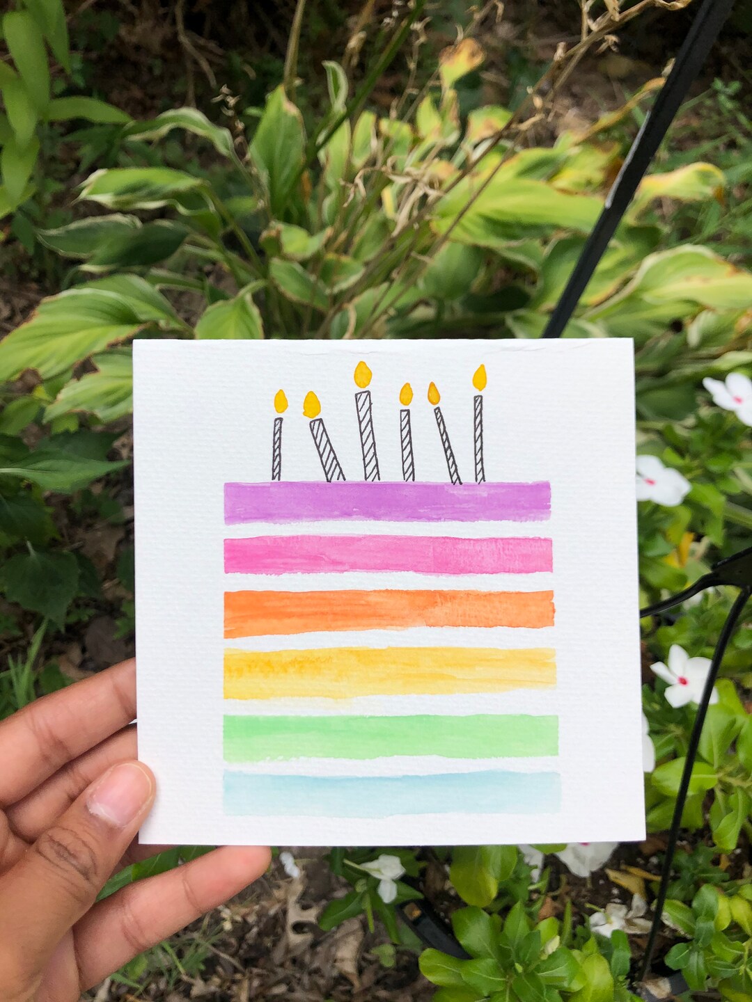 Bright Watercolor Birthday Cake Card | Simple, Made to Order, Free ...
