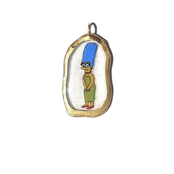 Marge Simpon Die Simpsons Mom inspiriert Kidcore 18k Goldharz Charme-Kettenhalskette perfekte unisex Schmuckgeschenke Weinlese-Karikaturnetz