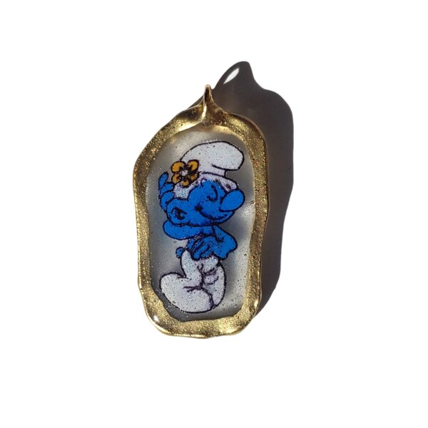 Les Schtroumpfs inspirés des Schtroumpfs mignons délicats et délicats en résine d'or 18 carats pour pendentif nostalgie de dessin animé fait main pour l'enfance