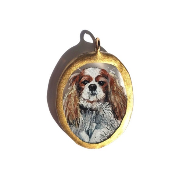 Custom Pet Portrait charm| 18 k gold or 925 sterling silver hand drawn resin animal pendant charm chain necklace