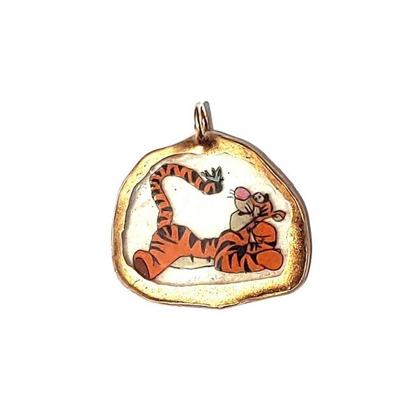 Tigger Winnie Puuh inspiriert Kidcore 18k Gold oder 925 Sterling Silber Harz Charme Halskette Unisex Schmuck Geschenk Vintage Cartooncore