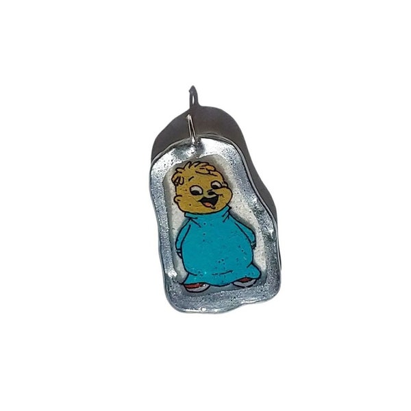 Theodore Alvin and the Chipmunks 925 sterling silver resin kidcore charm chain necklace 90s y2k vintage handmade childhood cartoon comic