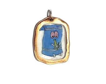 Towelie South Park geïnspireerd kidcore 18k goud of 925 sterling zilver hars charme ketting ketting unisex sieraden cadeau vintage cartooncore