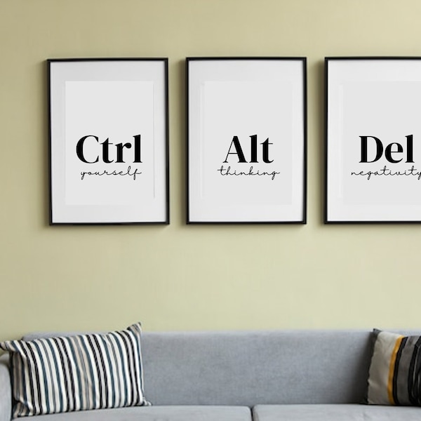 Ctrl Alt Delete Printable Wall Art | Office Wall Art A4 Self Print Motivational Quote