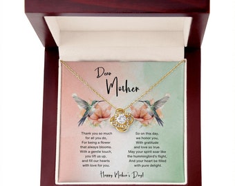 Personalized Mother's Day Hummingbird 14K White Gold Necklace/Personalized Mothers Day Gifts for Mother, Sister, Grandmother
