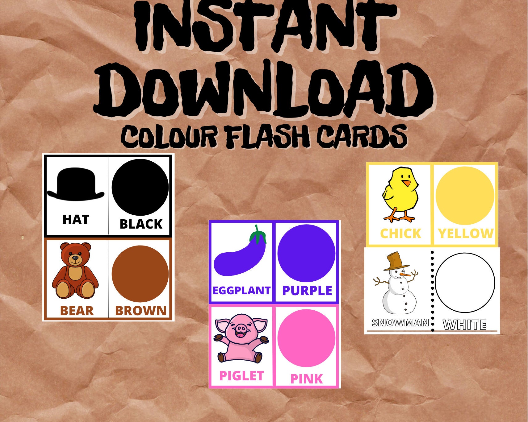 Colour Learning Flash Cards Printable for Preschool Kid Activities and ...