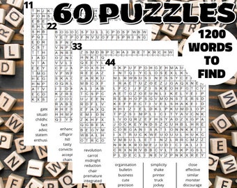 Word Search Puzzles for Adults 60 Pages, Printable Word Search Pages for Adults with Answers